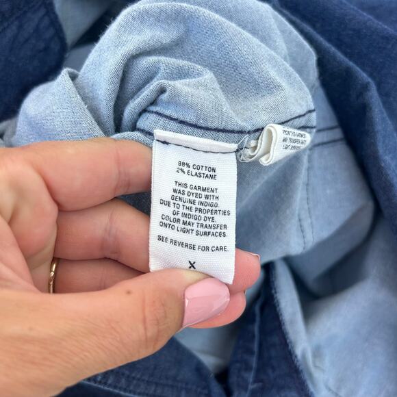 Alex Mill Indigo The Standard Jumpsuit Button Cropped Denim Blue Jean Small - Picture 9 of 11